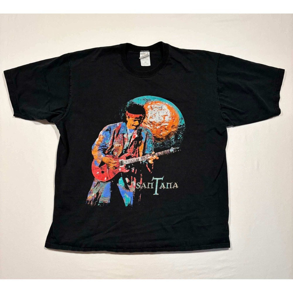 Santana‎ Band T-Shirt Mens XL Black Graphic Rock Guitar Tee Short Sleeve